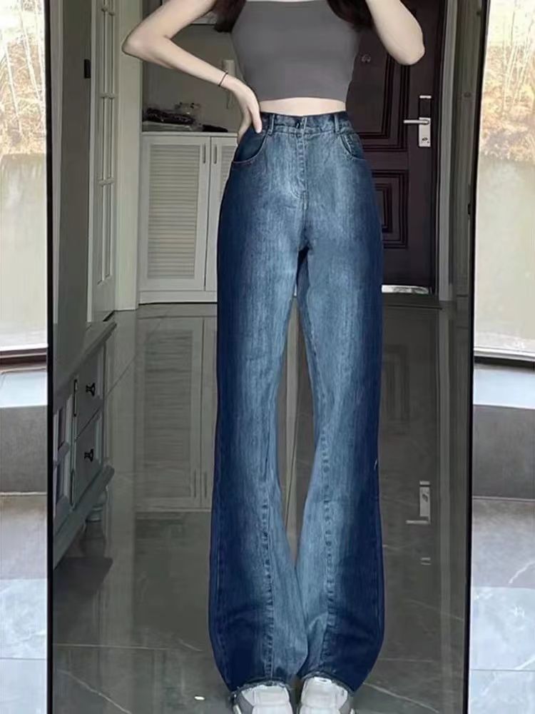 Wide High Jeans Washed Waist Leg