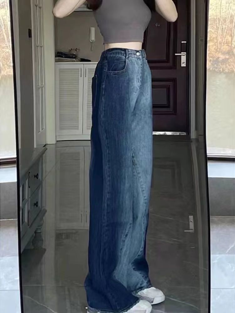 Wide High Jeans Washed Waist Leg