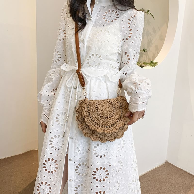 Bag Crossbody Flap Crochet Lace