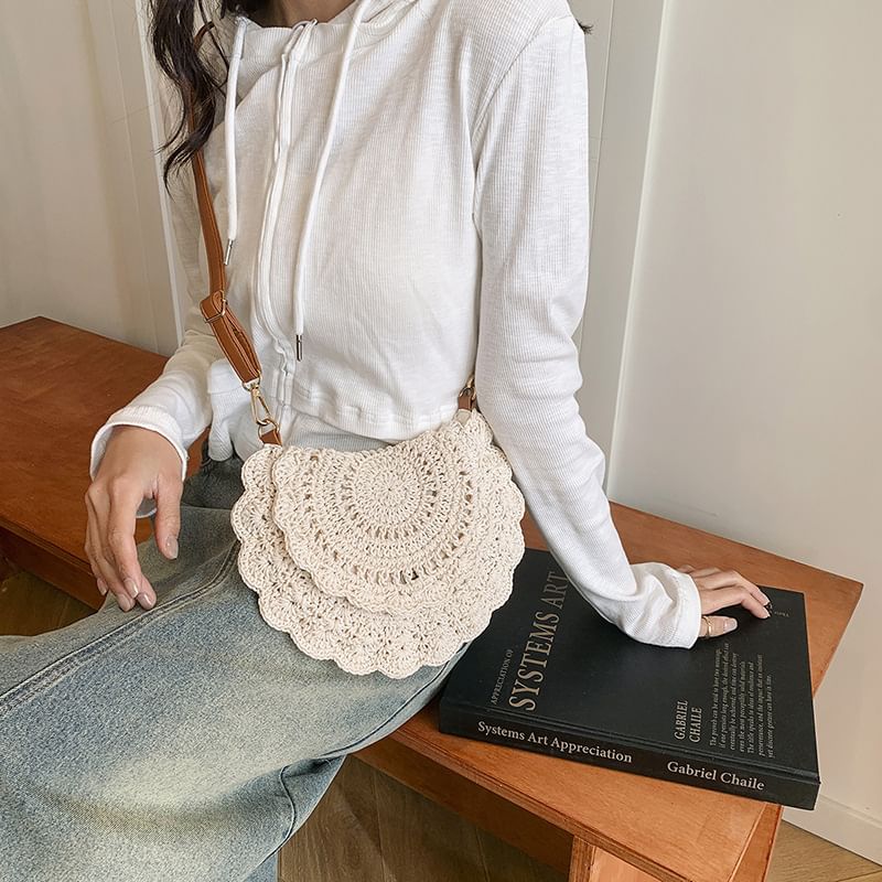Bag Crossbody Flap Crochet Lace