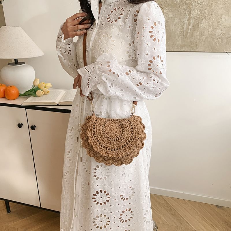 Bag Crossbody Flap Crochet Lace