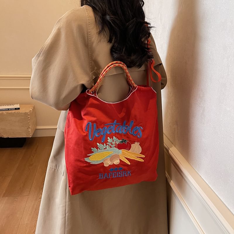 Tote Bag Vegetable Embroidered