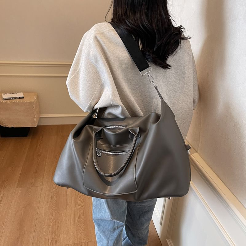 Leather Handle Crossbody Bag Faux Top