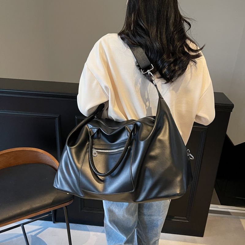 Leather Handle Crossbody Bag Faux Top