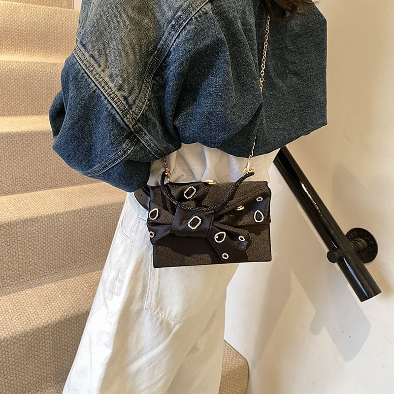 Rhinestone Crossbody Bag Bow Box