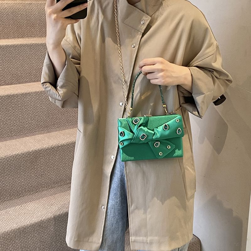 Rhinestone Crossbody Bag Bow Box