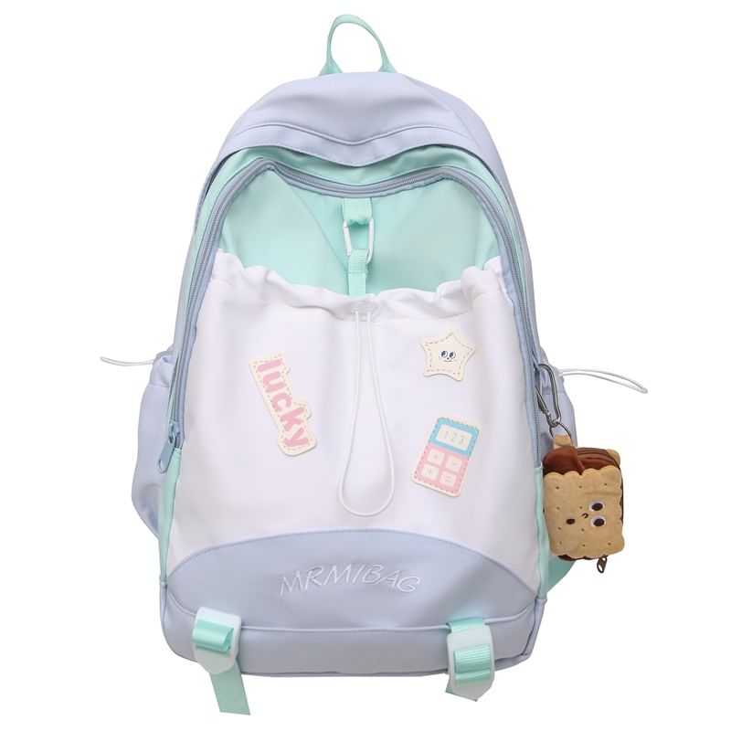 Backpack Color Block Embroidered Drawstring Letter