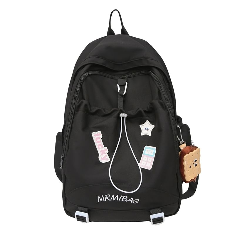 Backpack Color Block Embroidered Drawstring Letter