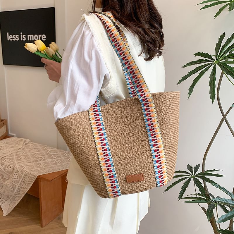 Woven Pattern Tote Strap Bag