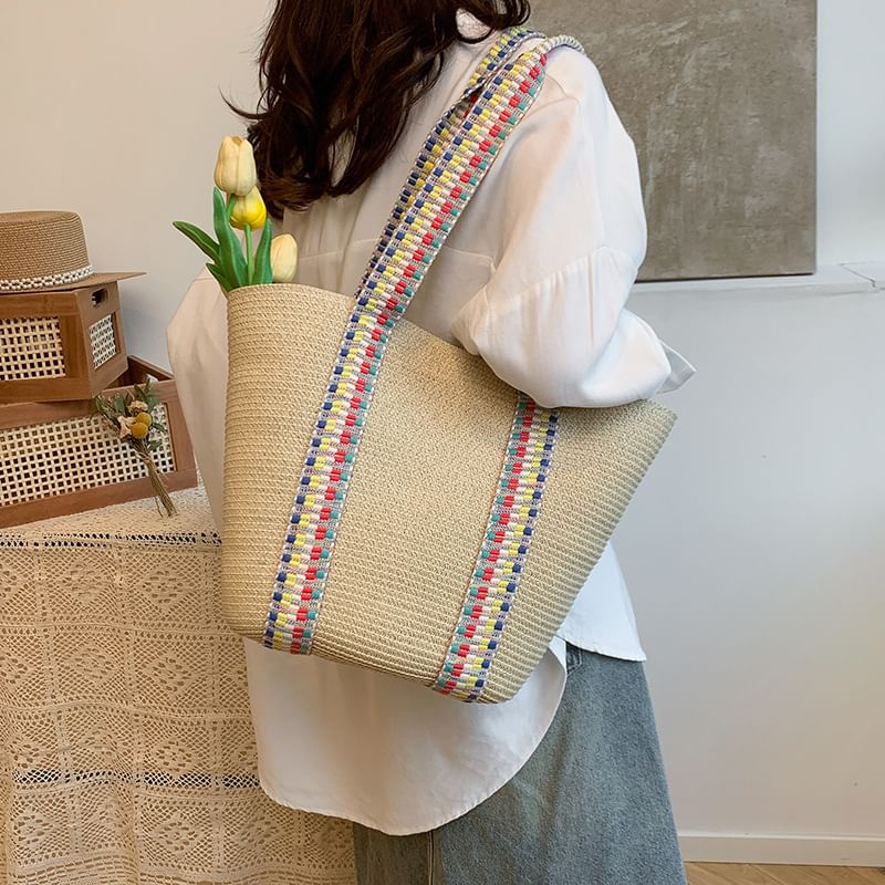 Woven Pattern Tote Strap Bag