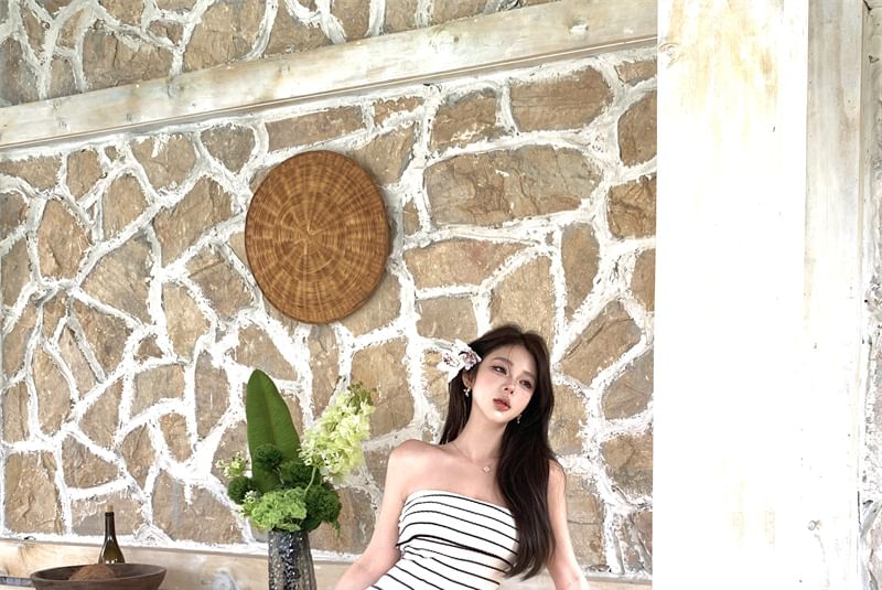 Dress Tube Midi Striped Sheath