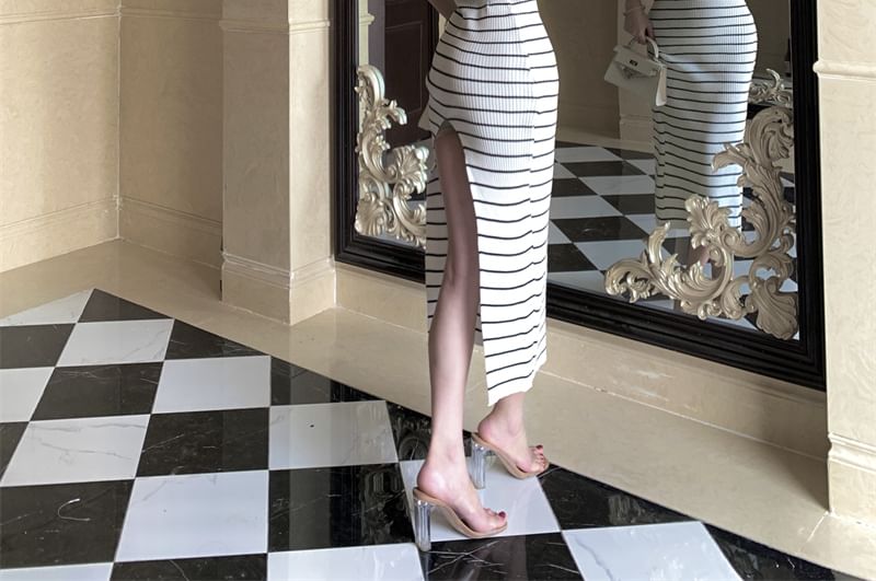 Dress Tube Midi Striped Sheath