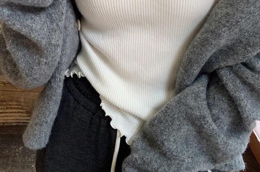 Camisole Plain Ribbed Trim Top Padded Lace