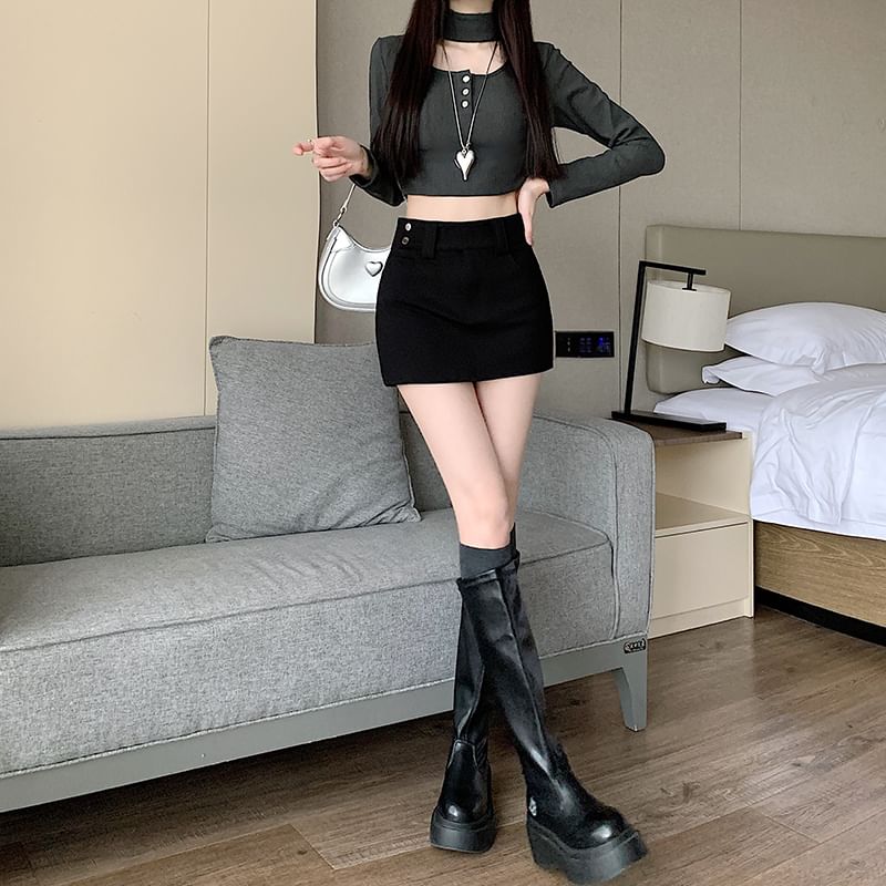 Plain Skort Waist High