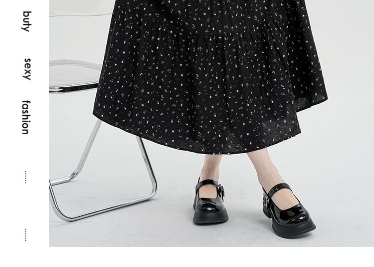 Skirt A-Line Elastic Midi Floral Waist Tiered