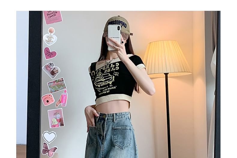 Waist Skirt Midi High Denim A-Line Fringed