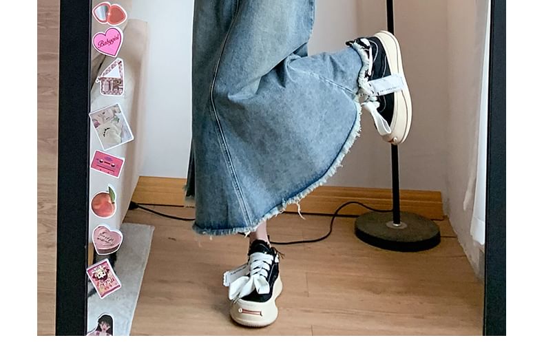 Waist Skirt Midi High Denim A-Line Fringed