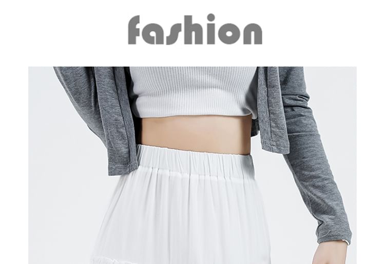 Maxi Skirt Tiered Elastic Waist A-Line Plain