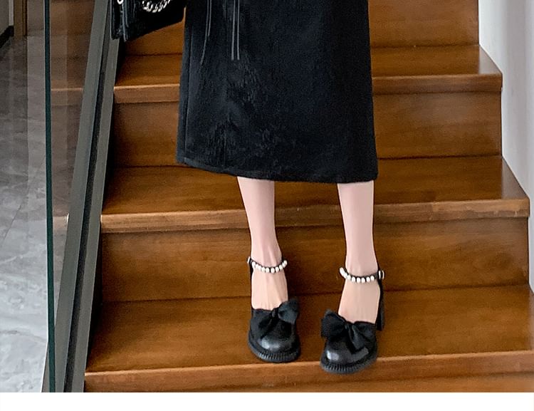 Skirt Midi Floral High Waist Slit A-Line Button Jacquard Frog