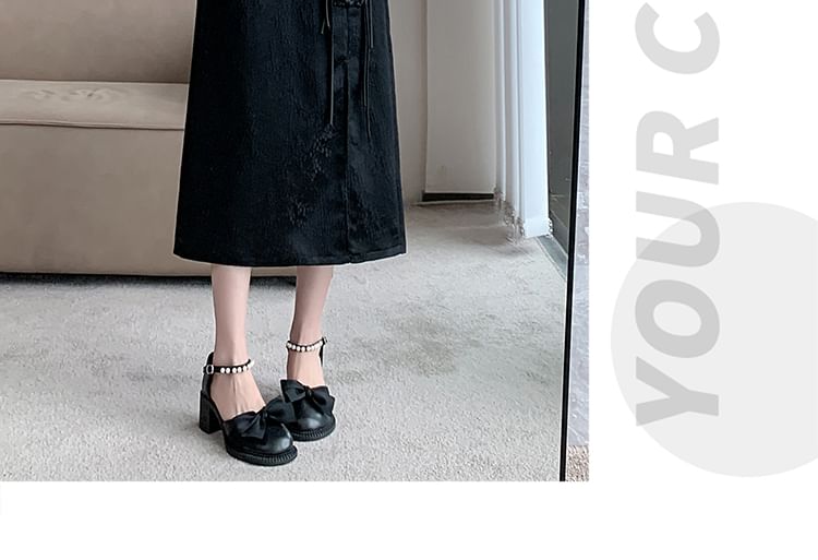 Skirt Midi Floral High Waist Slit A-Line Button Jacquard Frog