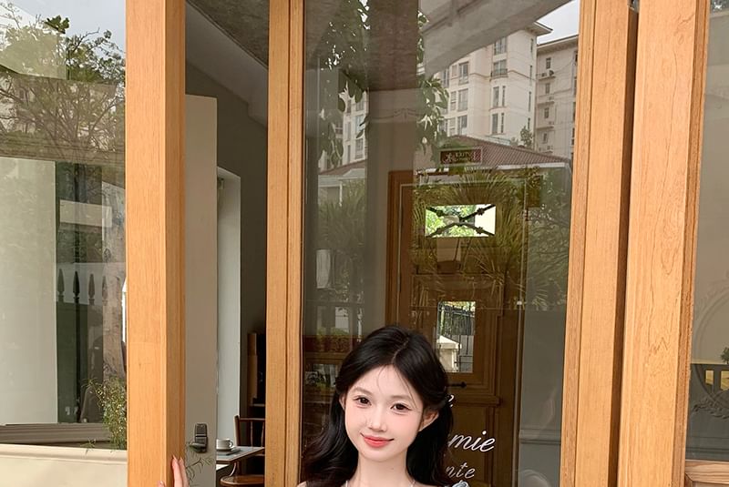 Camisole Panel Top V-Neck Ruffle