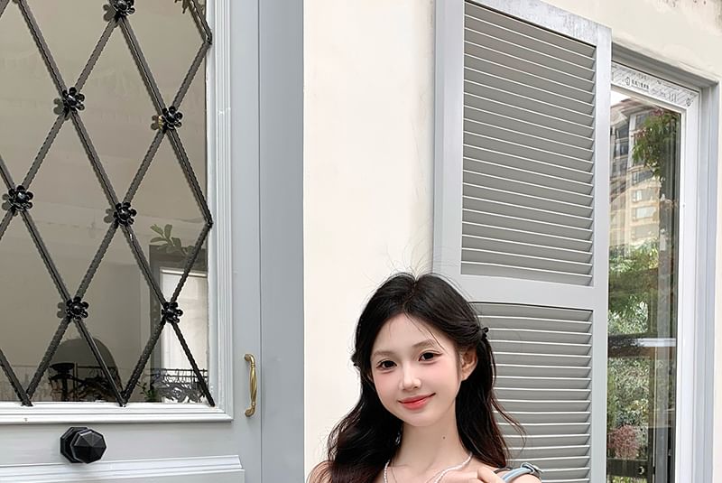 Camisole Panel Top V-Neck Ruffle