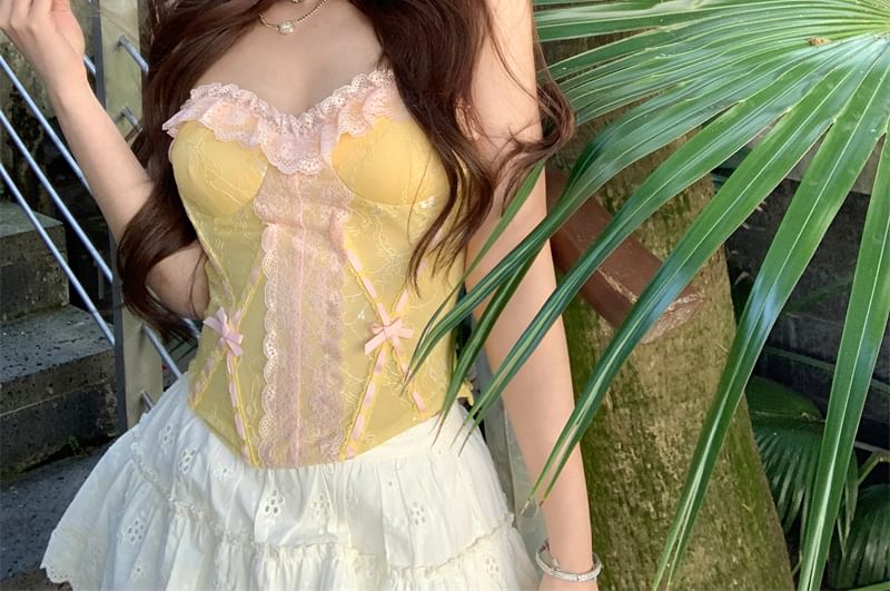 Tube Panel Lace Bow Top