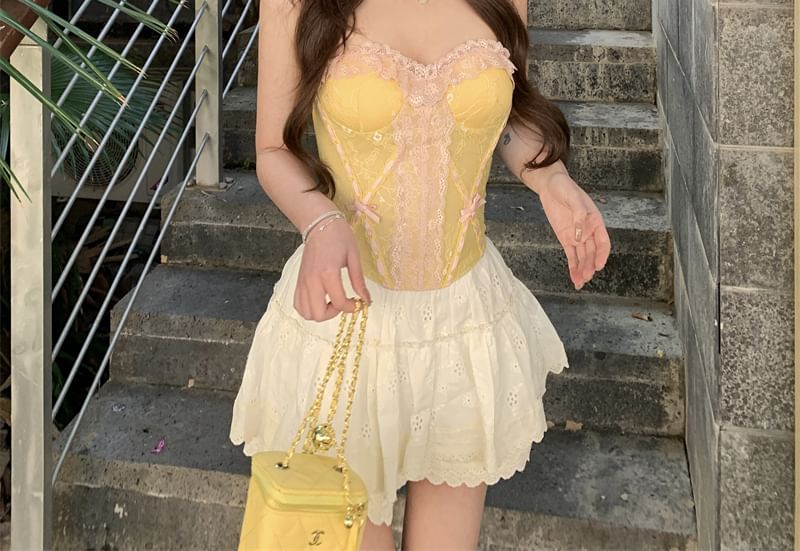 Tube Panel Lace Bow Top