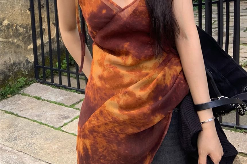 Camisole Asymmetrical Shoulder Top Tie Dye