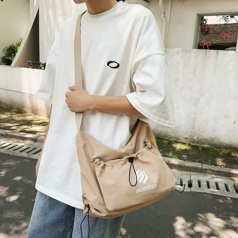 Drawstring Bag Lettering Crossbody