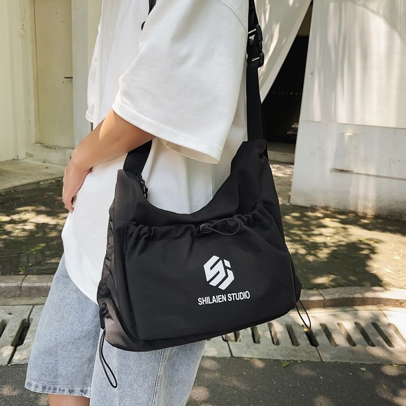 Drawstring Bag Lettering Crossbody