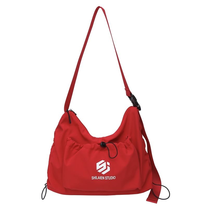 Drawstring Bag Lettering Crossbody