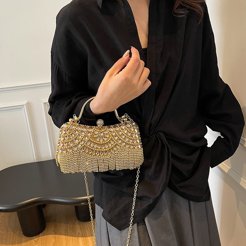 Chain Tasseled Bag Rhinestone Crossbody