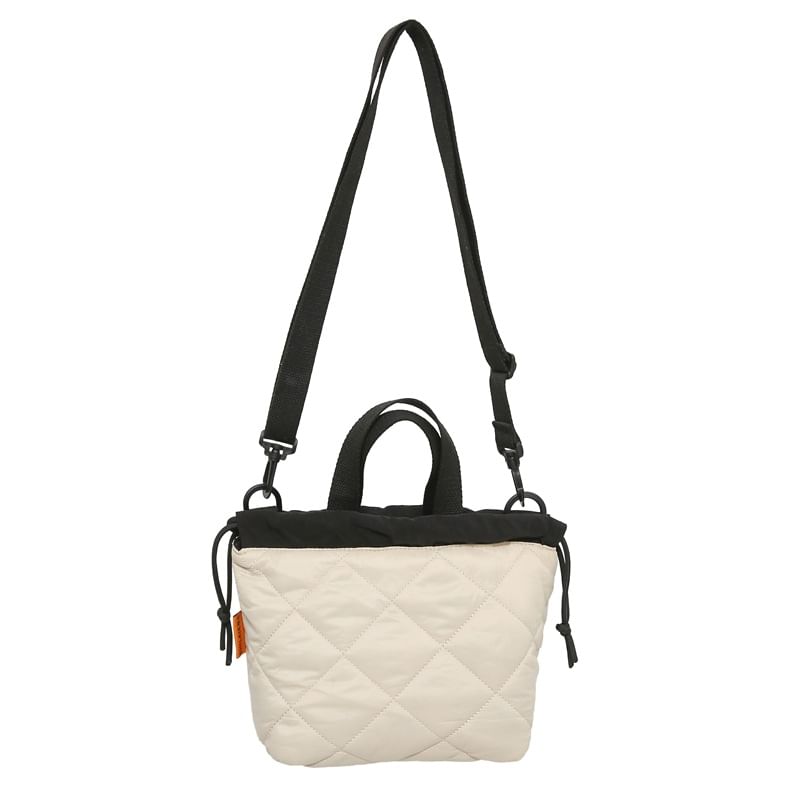 Two-Tone Drawstring Crossbody Bag Quilted