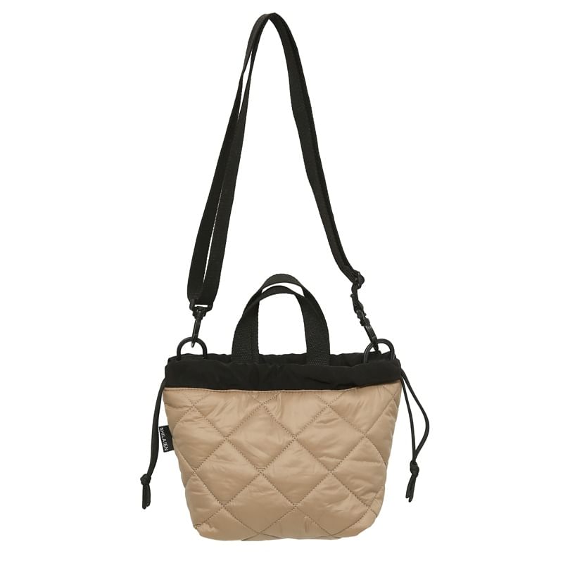 Two-Tone Drawstring Crossbody Bag Quilted