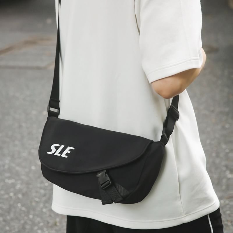 Lettering Bag Crossbody Two-Tone Flap Buckled