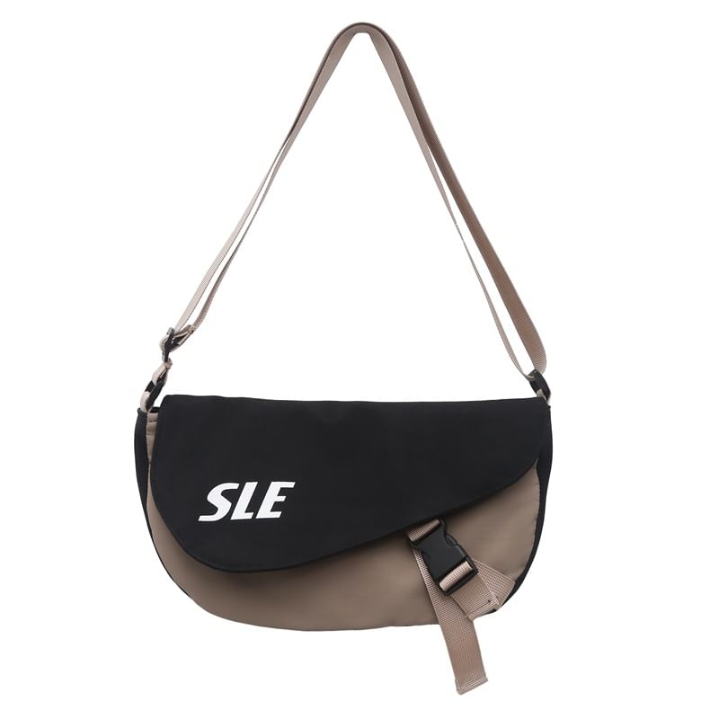 Lettering Bag Crossbody Two-Tone Flap Buckled