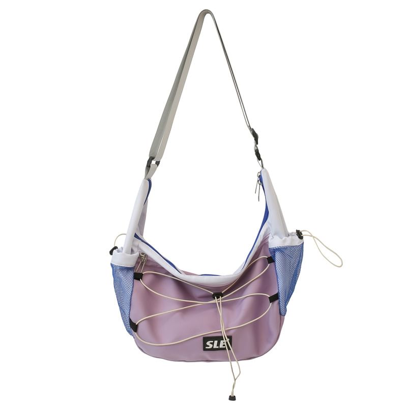 Drawstring Logo Lettering Crossbody Bag