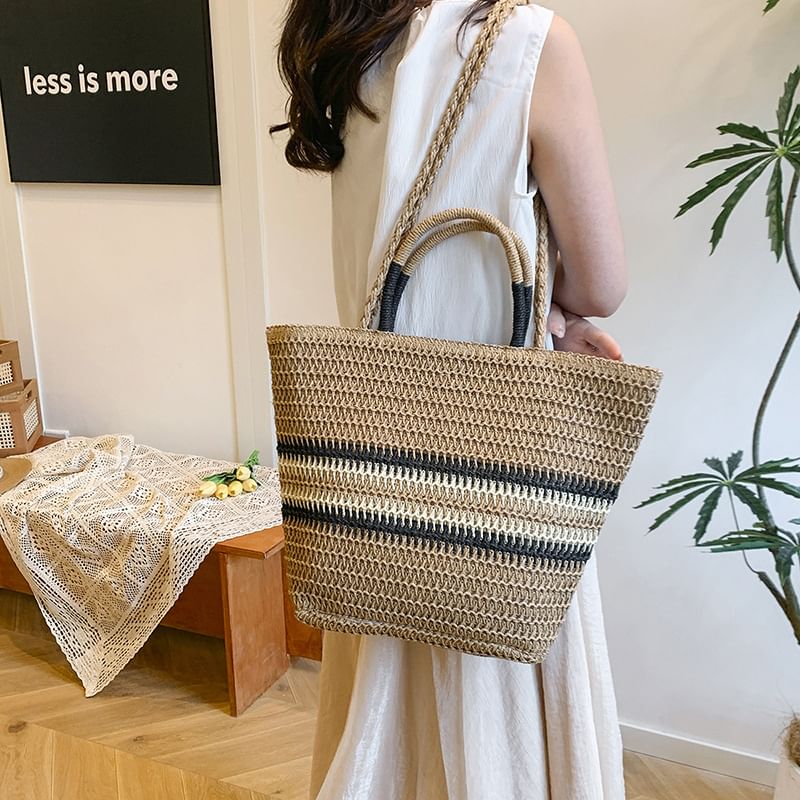 Crossbody Top Bag Handle Woven Striped