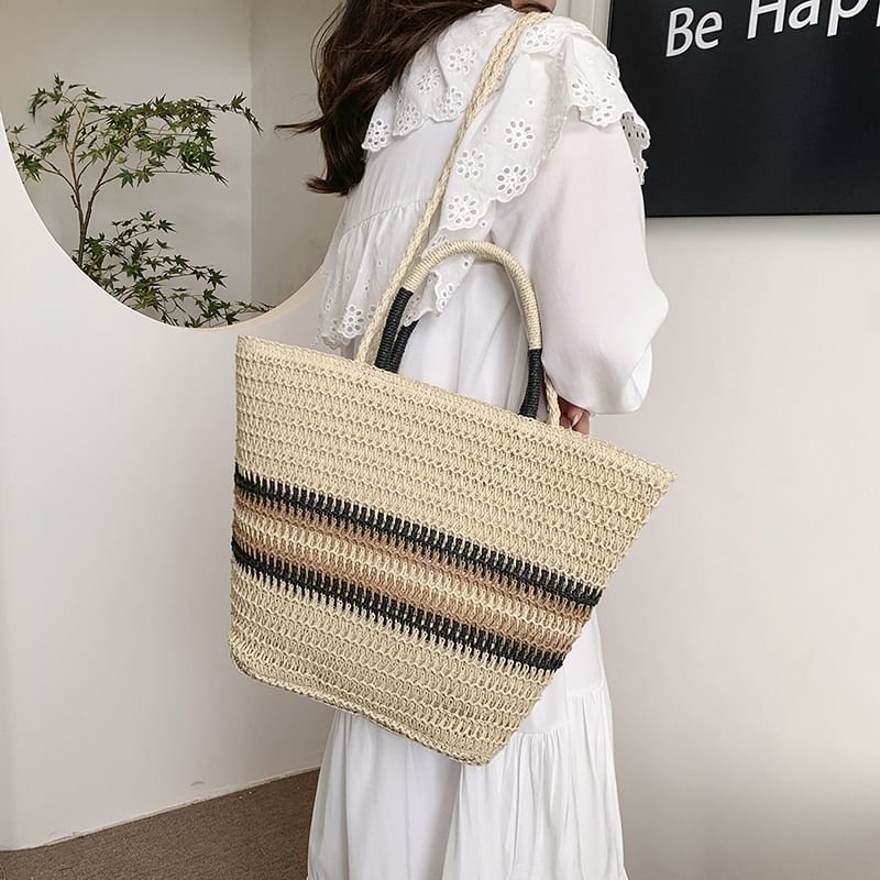 Crossbody Top Bag Handle Woven Striped