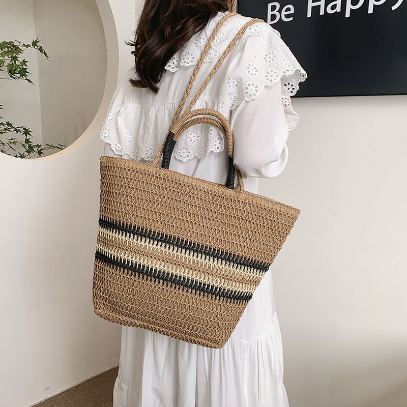 Crossbody Top Bag Handle Woven Striped
