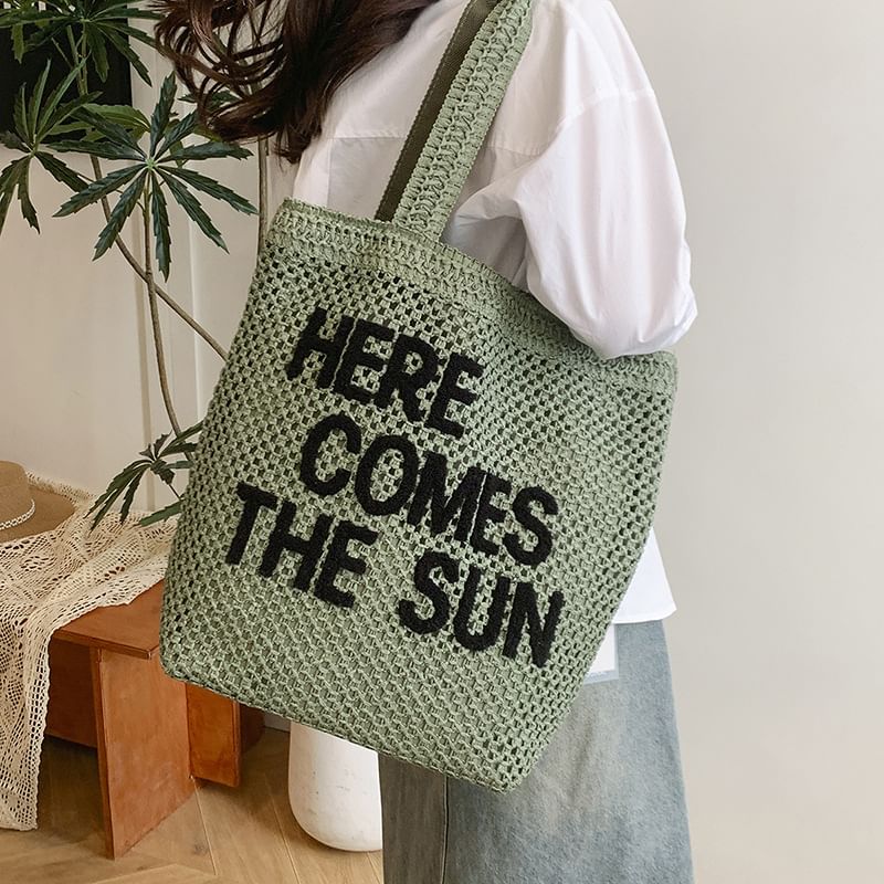 Woven Letter Embroidered Bag Tote