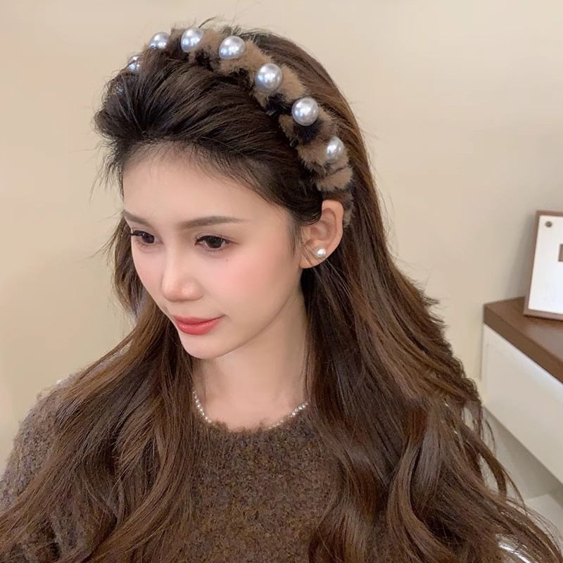 Headband Fluffy Faux Pearl