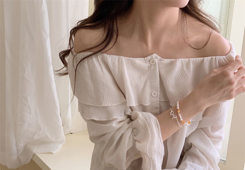 925 Silver / Beaded Bow Sterling Pearl Natural Bracelet