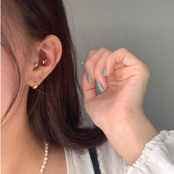 Earring Silver Sterling Glossy Hoop 925