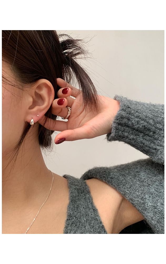 Earring Silver Sterling Glossy Hoop 925