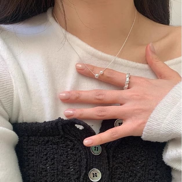 Sterling Silver Ball Pearl Faux 925 Necklace