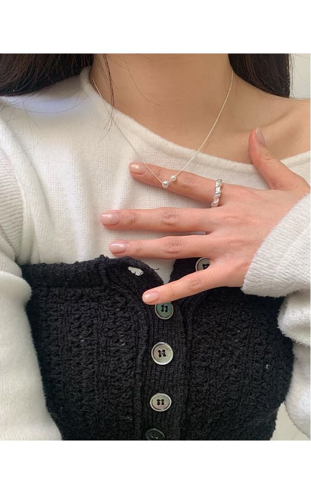 Sterling Silver Ball Pearl Faux 925 Necklace