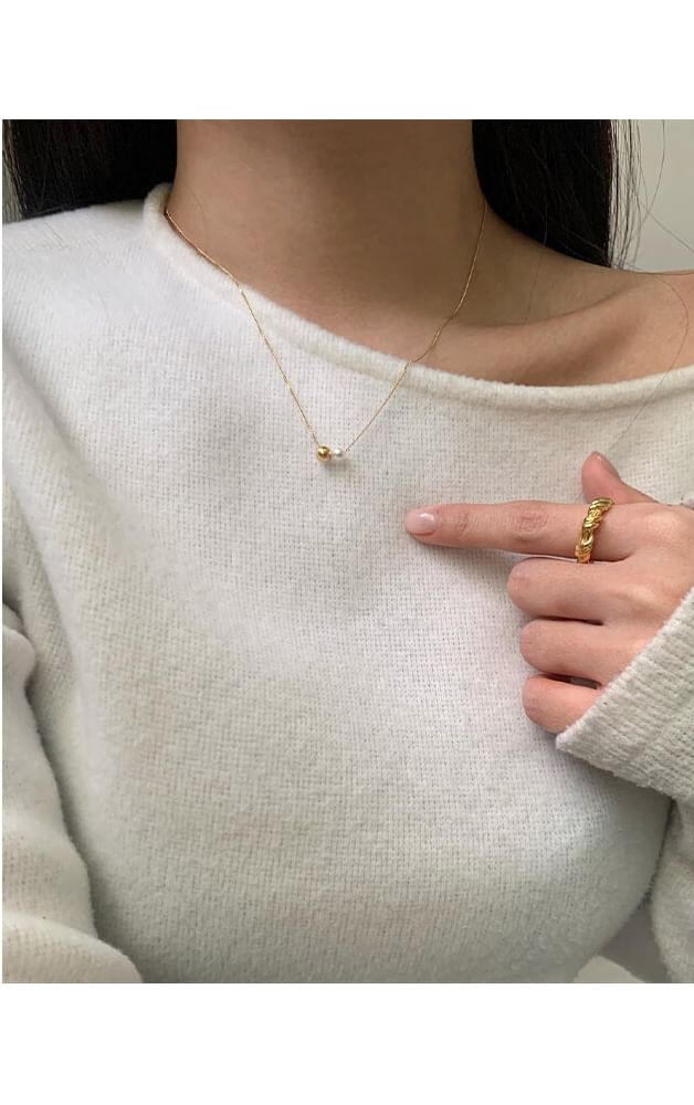 Sterling Silver Ball Pearl Faux 925 Necklace