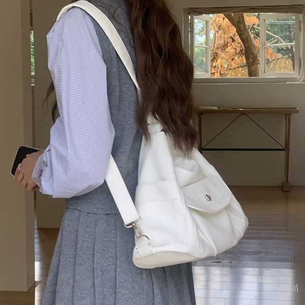 Shoulder Bag Plain Leather Faux